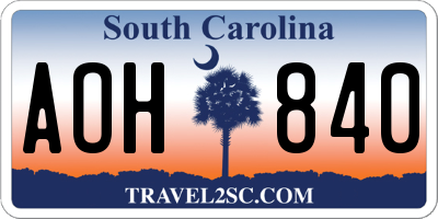 SC license plate AOH840