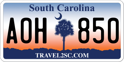 SC license plate AOH850
