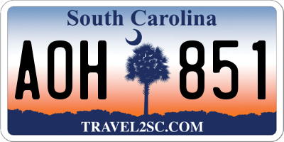 SC license plate AOH851