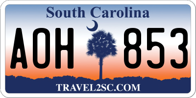 SC license plate AOH853