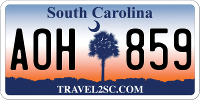 SC license plate AOH859
