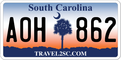 SC license plate AOH862