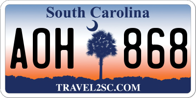 SC license plate AOH868