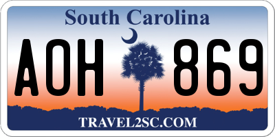SC license plate AOH869