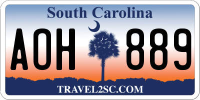 SC license plate AOH889