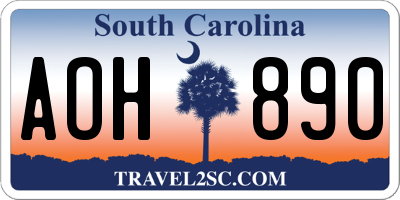SC license plate AOH890