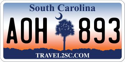SC license plate AOH893