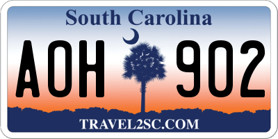 SC license plate AOH902