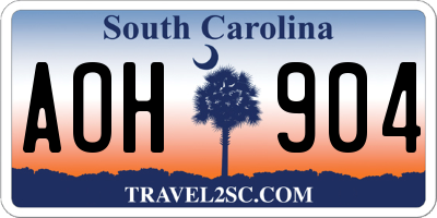 SC license plate AOH904