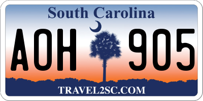 SC license plate AOH905