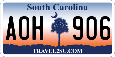 SC license plate AOH906
