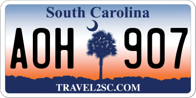 SC license plate AOH907