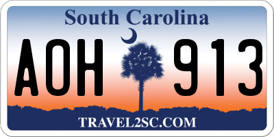 SC license plate AOH913