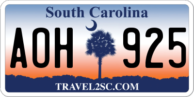 SC license plate AOH925