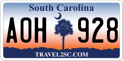 SC license plate AOH928