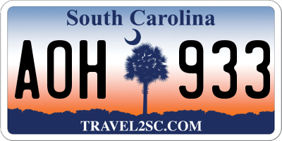 SC license plate AOH933