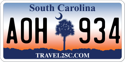 SC license plate AOH934