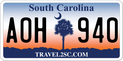 SC license plate AOH940