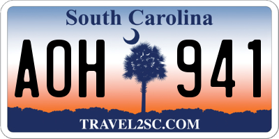 SC license plate AOH941