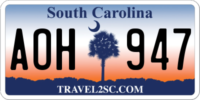 SC license plate AOH947