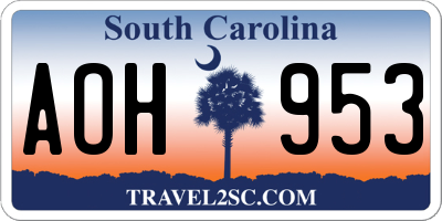 SC license plate AOH953
