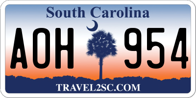 SC license plate AOH954