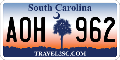 SC license plate AOH962