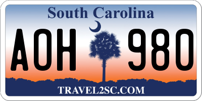 SC license plate AOH980