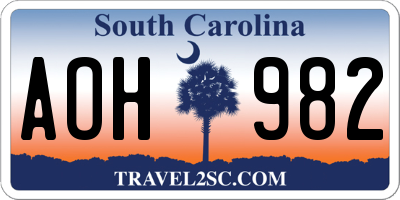 SC license plate AOH982