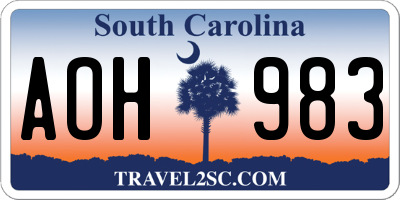 SC license plate AOH983