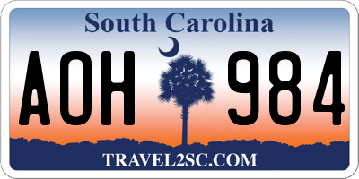 SC license plate AOH984