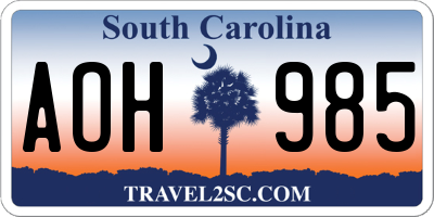 SC license plate AOH985