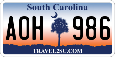 SC license plate AOH986