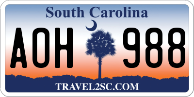 SC license plate AOH988