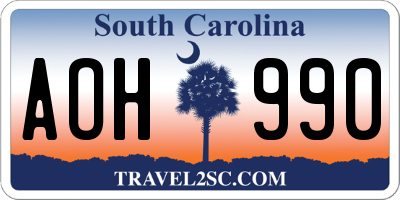 SC license plate AOH990