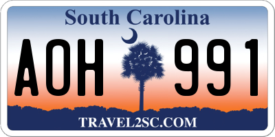 SC license plate AOH991