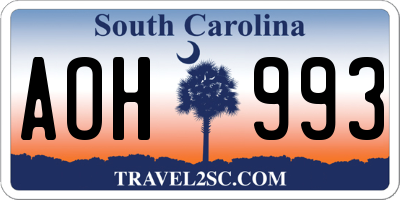 SC license plate AOH993