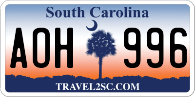 SC license plate AOH996