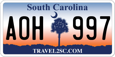 SC license plate AOH997