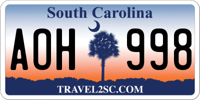 SC license plate AOH998