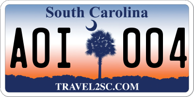 SC license plate AOI004