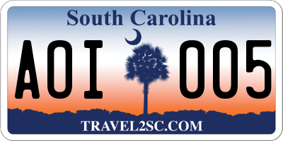 SC license plate AOI005