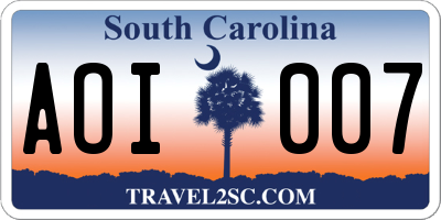 SC license plate AOI007