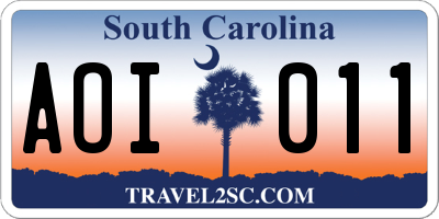 SC license plate AOI011