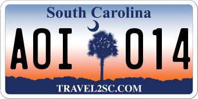 SC license plate AOI014