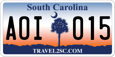 SC license plate AOI015