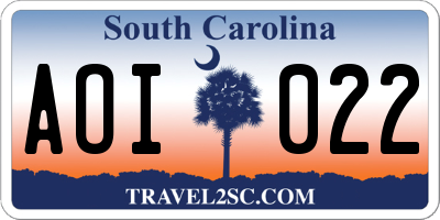 SC license plate AOI022