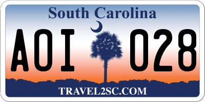 SC license plate AOI028