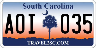 SC license plate AOI035