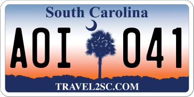SC license plate AOI041